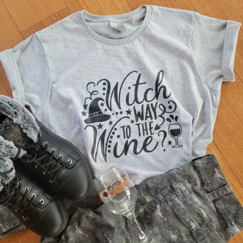 Witch Way to The Wine Woman's Graphic Tee - HALLOWEEN SPECIAL - Picture 5 of 5